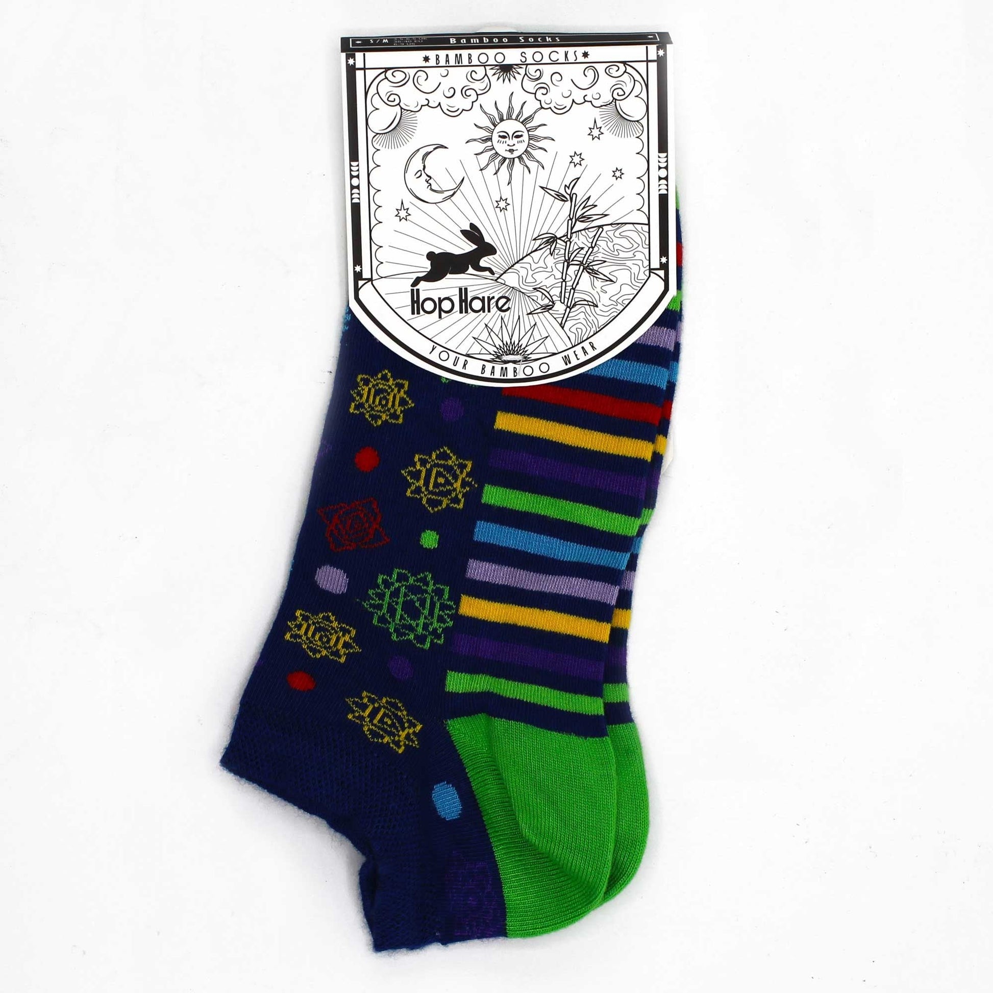 Polished Ml Hop Hare Bamboo Socks Low 75 115 7 Chakra featuring natural patterning and unique variations - Positive Faith Hope Love