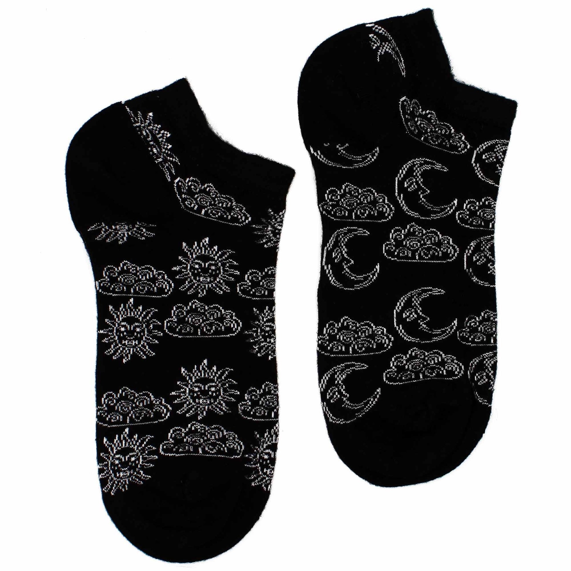 Polished M/L Hop Hare Bamboo Socks Low (7.5-11.5) - Day and Night featuring natural patterning and unique variations - Positive Faith Hope Love