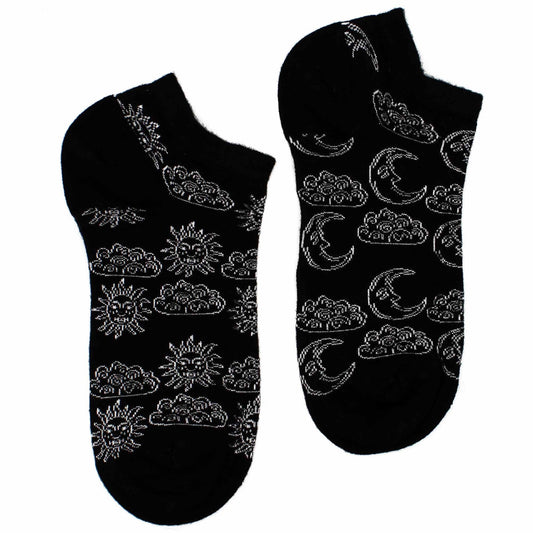 Polished M/L Hop Hare Bamboo Socks Low (7.5-11.5) - Day and Night featuring natural patterning and unique variations - Positive Faith Hope Love