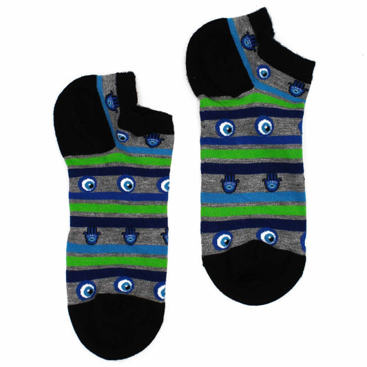 Polished M/L Hop Hare Bamboo Socks Low (7.5-11.5) - Evil Eye & Hamsa featuring natural patterning and unique variations - Positive Faith Hope Love
