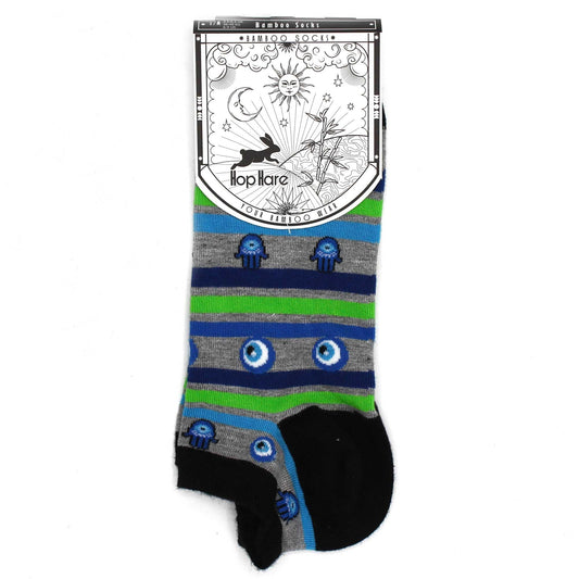 Polished Ml Hop Hare Bamboo Socks Low 75 115 Evil Eye Hamsa featuring natural patterning and unique variations - Positive Faith Hope Love