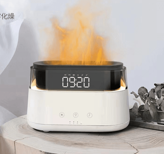 Modern Aroma Diffuser - Led Clock - USB - C - Flame Effect - Positive Faith Hope Love