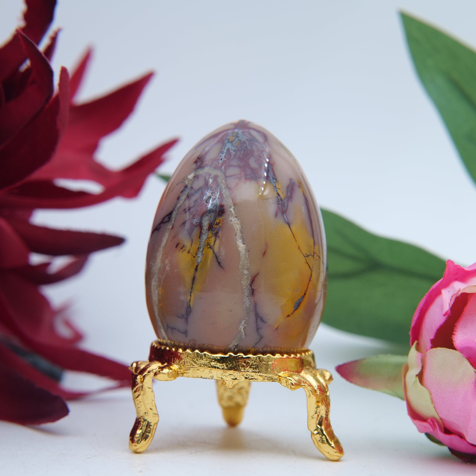 Polished Mookaite Crystal Egg featuring natural patterning and unique variations - Positive Faith Hope Love