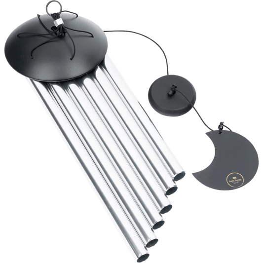 Polished Moon Meditation Chime 32 80 Cm 432 Hz Round Arch Silver featuring natural patterning and unique variations - Positive Faith Hope Love