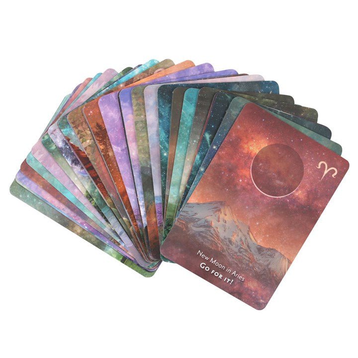 Polished Moonology Manifestation Oracle Cards featuring natural patterning and unique variations - Positive Faith Hope Love