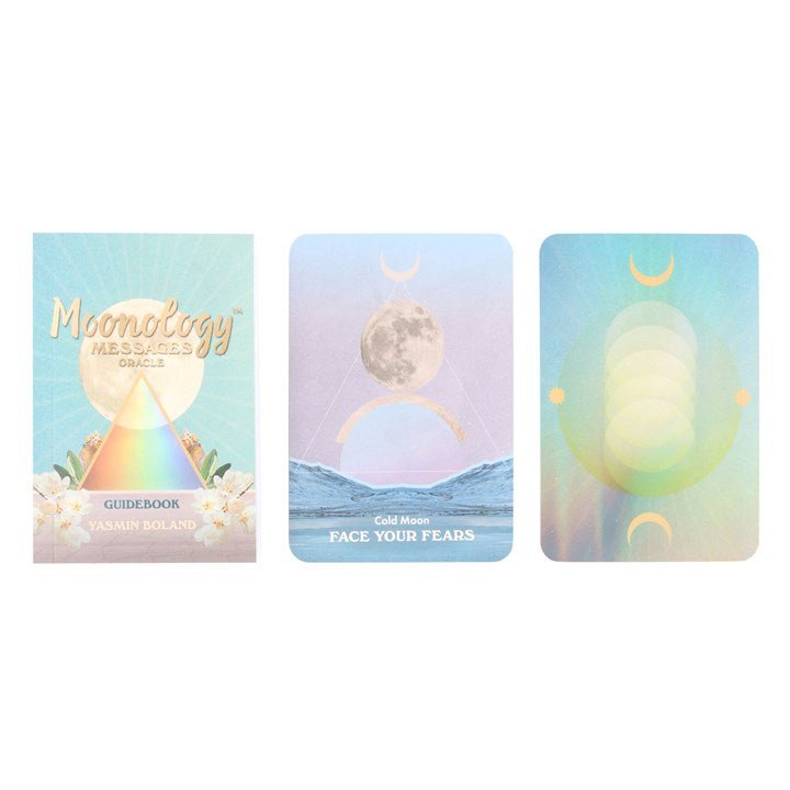 Polished Moonology Messages Oracle Cards featuring natural patterning and unique variations - Positive Faith Hope Love