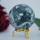 Polished Moss Agate Sphere 285G 60Mm featuring green mossy inclusions in translucent base - Positive Faith Hope Love
