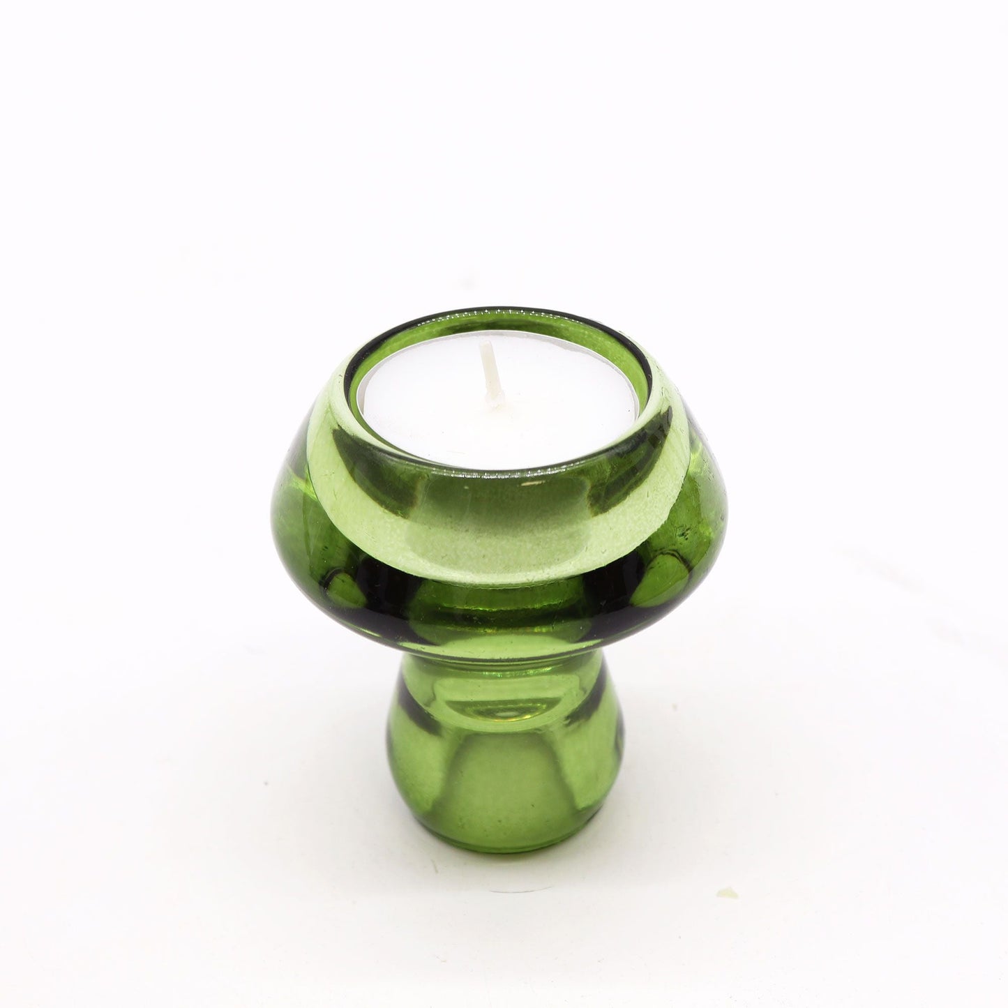 Polished Mushroom Flip Dinner Candle / Tealight Holder - Garden Jade featuring serene green tone and smooth polish - Positive Faith Hope Love