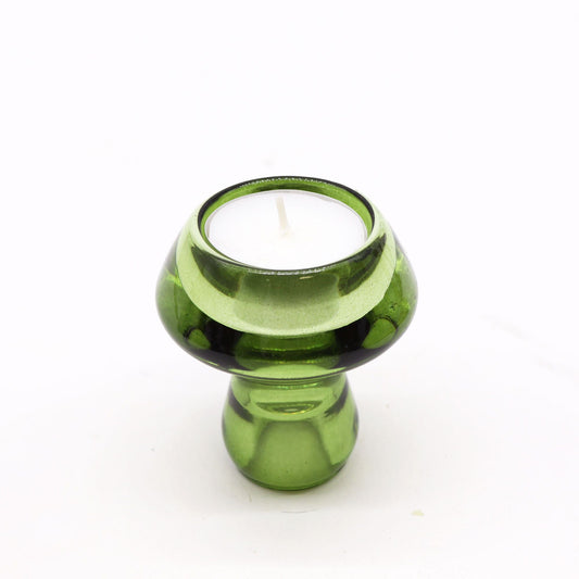 Polished Mushroom Flip Dinner Candle / Tealight Holder - Garden Jade featuring serene green tone and smooth polish - Positive Faith Hope Love