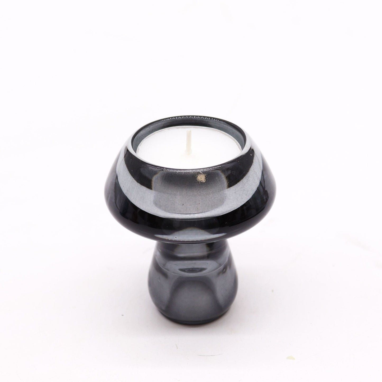 Polished Mushroom Flip Dinner Candle Tealight Holder Midnight Grey featuring natural patterning and unique variations - Positive Faith Hope Love