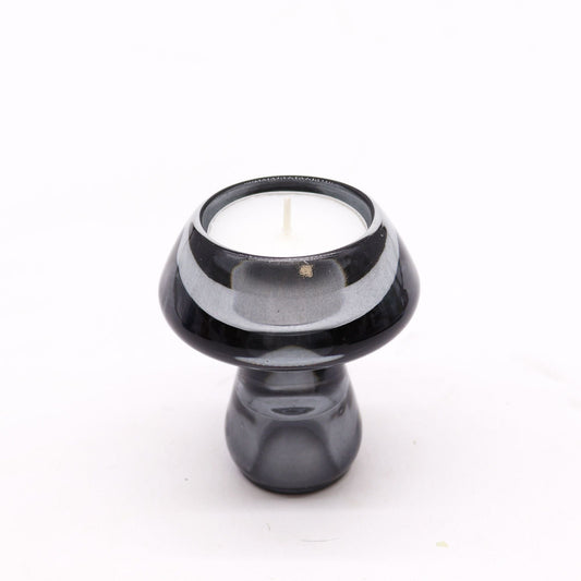 Polished Mushroom Flip Dinner Candle Tealight Holder Midnight Grey featuring natural patterning and unique variations - Positive Faith Hope Love