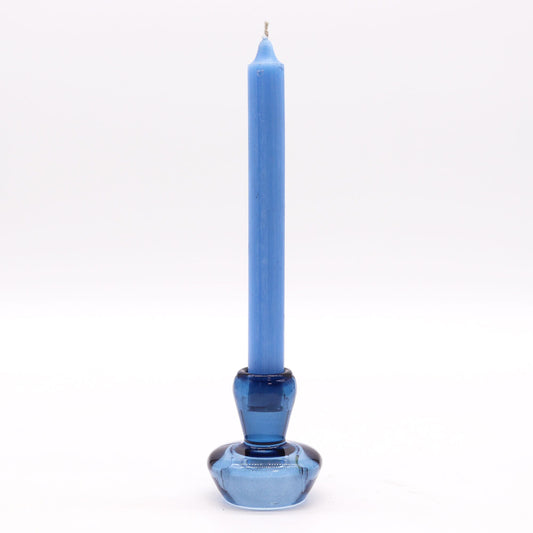 Polished Mushroom Flip Dinner Candle / Tealight Holder - Royal Blue featuring natural patterning and unique variations - Positive Faith Hope Love