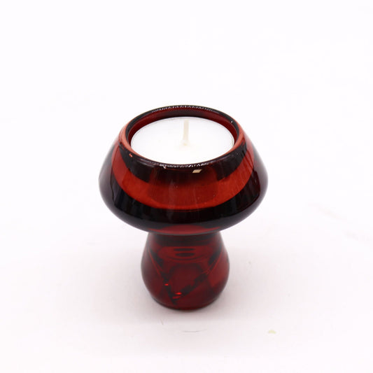Polished Mushroom Flip Dinner Candle Tealight Holder Vampire Red featuring natural patterning and unique variations - Positive Faith Hope Love