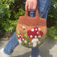 Polished Mushroom Garden Felted Bag featuring natural patterning and unique variations - Positive Faith Hope Love
