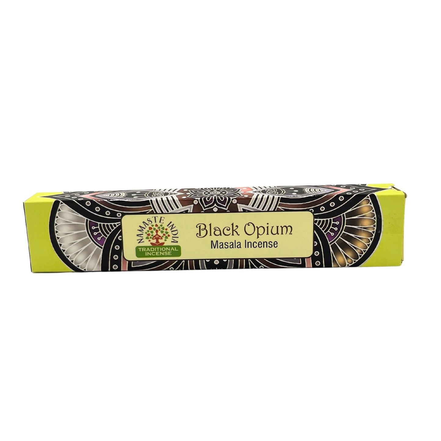 Polished Namaste Mandala Masala Incense - Black Opium featuring natural patterning and unique variations - Positive Faith Hope Love