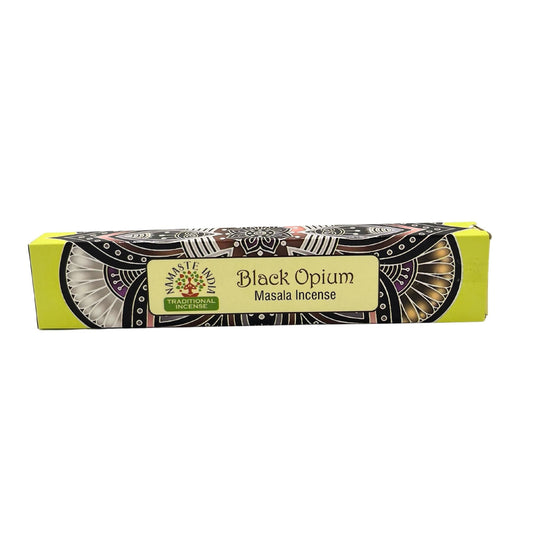 Polished Namaste Mandala Masala Incense - Black Opium featuring natural patterning and unique variations - Positive Faith Hope Love
