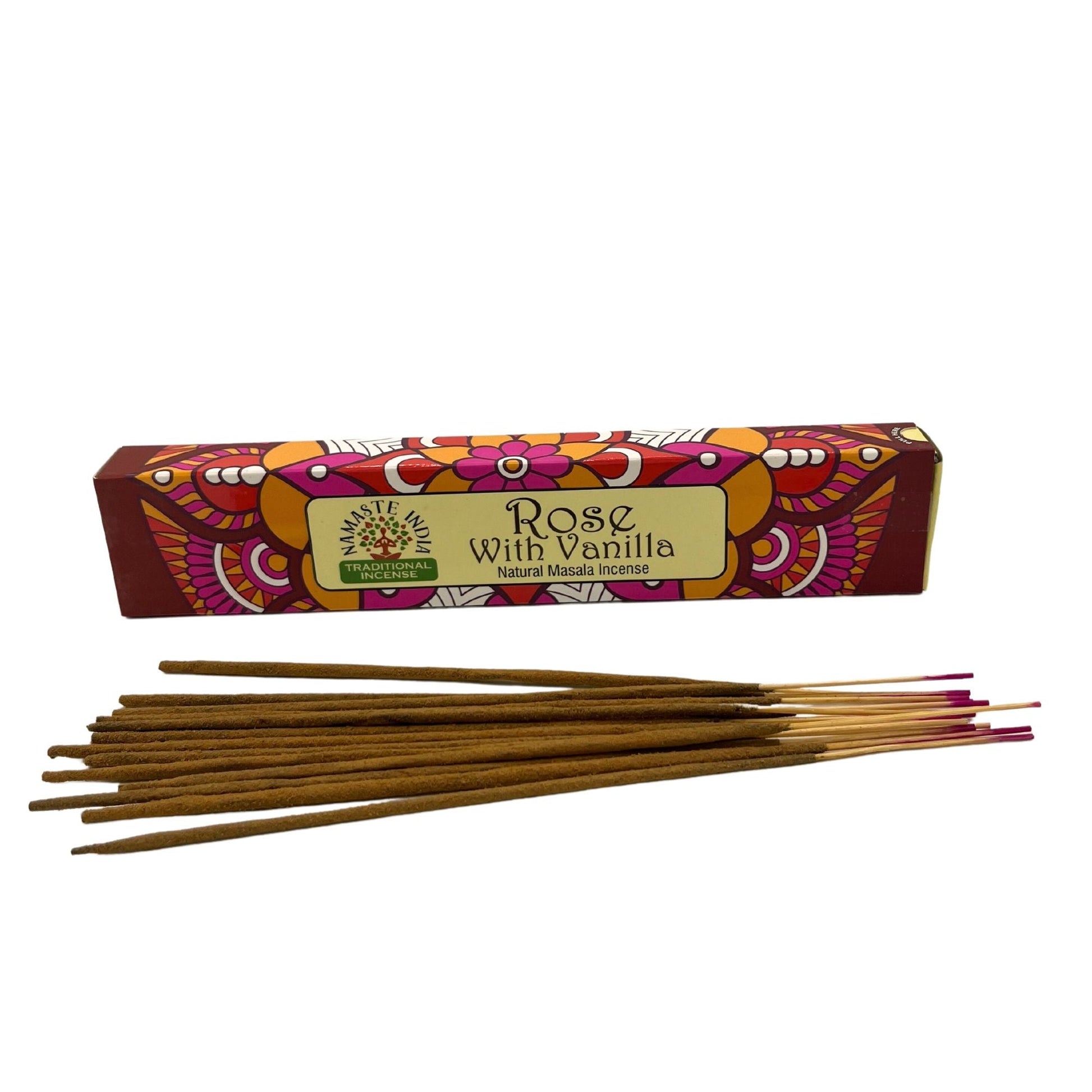 Polished Namaste Mandala Masala Incense - Rose With Vanilla featuring natural patterning and unique variations - Positive Faith Hope Love