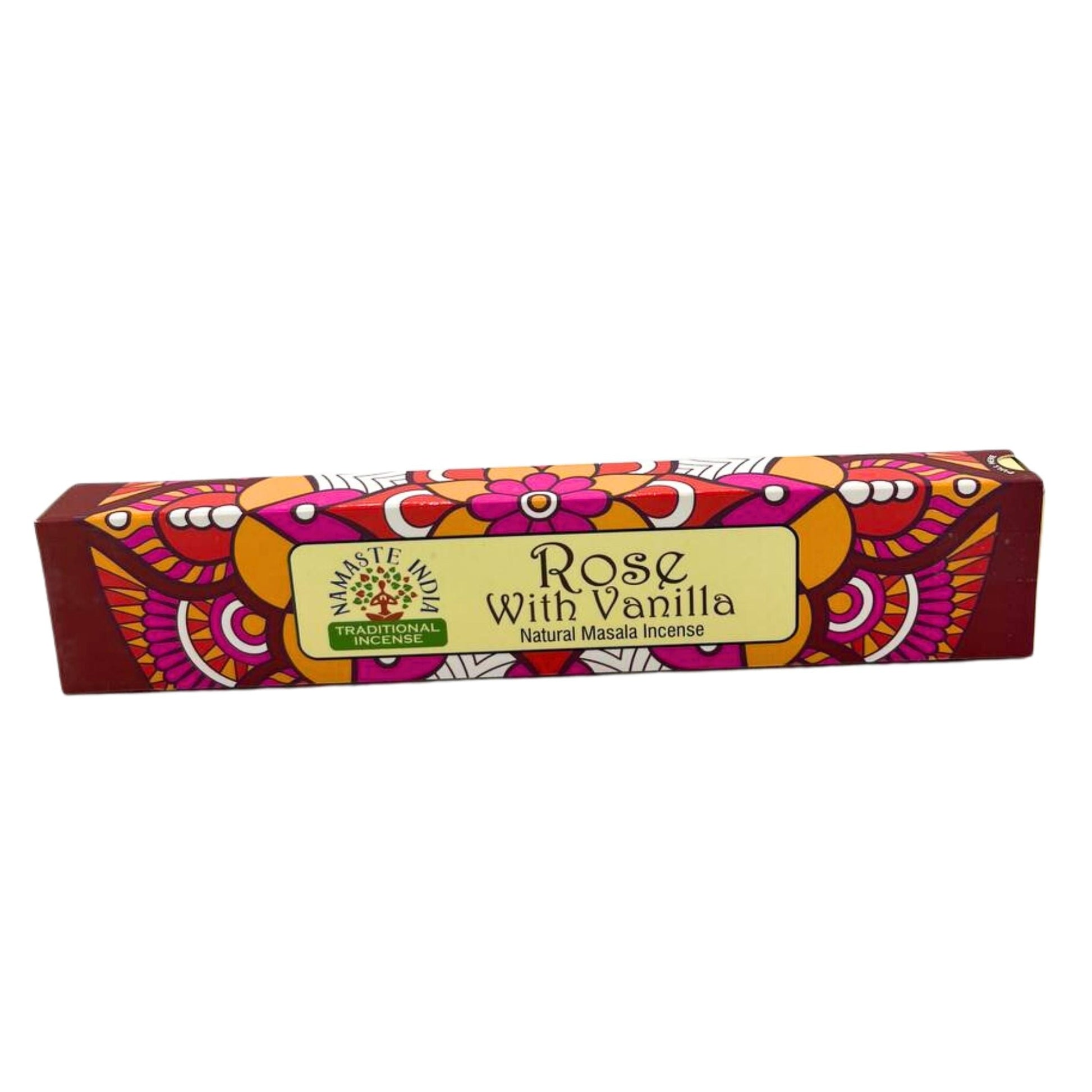 Polished Namaste Mandala Masala Incense Rose With Vanilla featuring natural patterning and unique variations - Positive Faith Hope Love