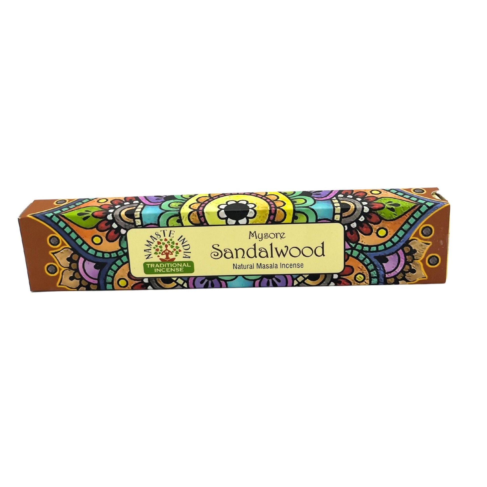 Polished Namaste Mandala Masala Incense - Sandalwood featuring natural patterning and unique variations - Positive Faith Hope Love