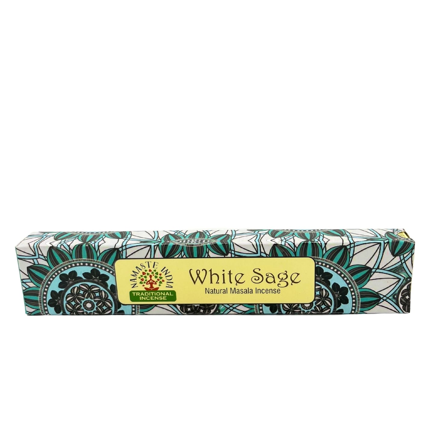 Polished Namaste Mandala Masala Incense White Sage featuring natural patterning and unique variations - Positive Faith Hope Love