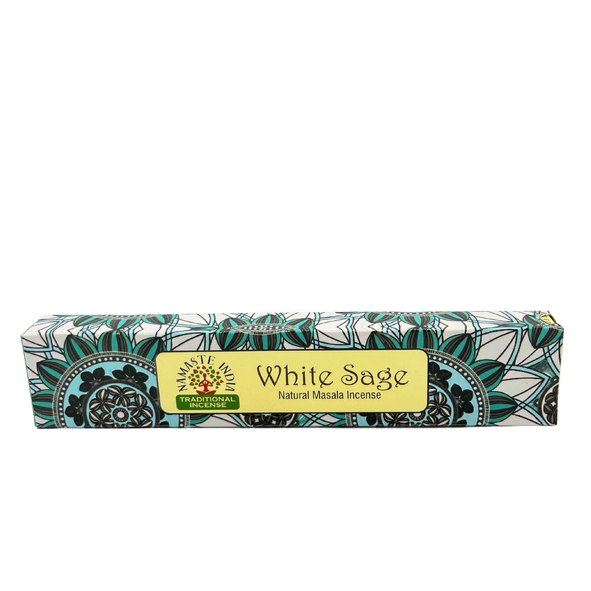 Polished Namaste Mandala Masala Incense White Sage featuring natural patterning and unique variations - Positive Faith Hope Love