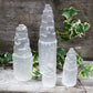 Polished Natiural Selenite Tower 15 Cm featuring satin white sheen and fibrous texture - Positive Faith Hope Love