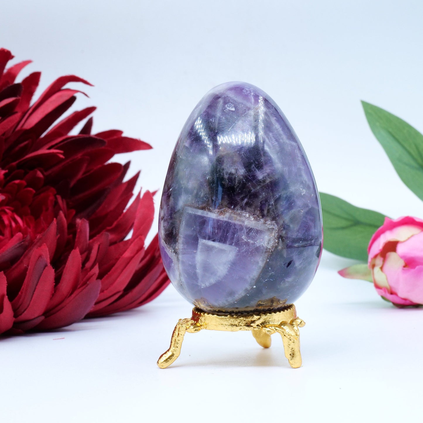 Polished Natual Amethyst Egg 70X55Mm 237G featuring rich purple colour and natural clarity - Positive Faith Hope Love