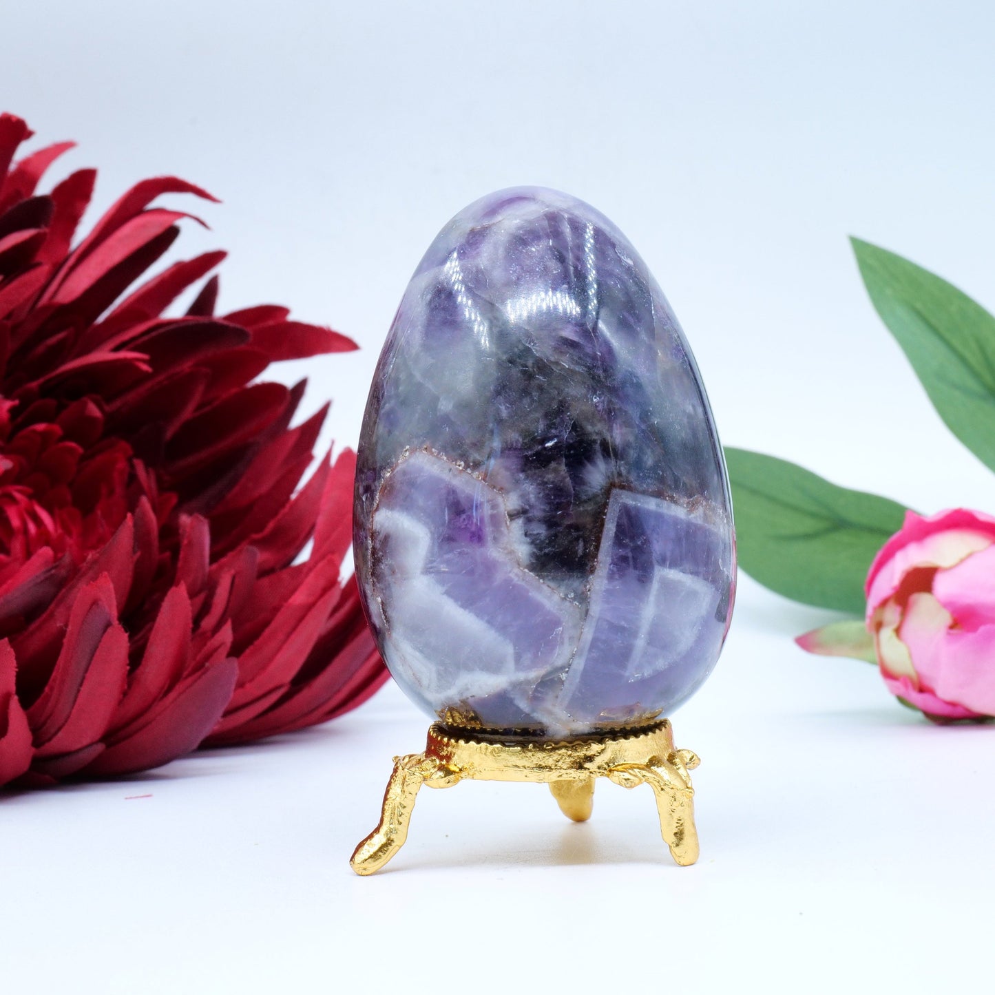 Polished Natural Amethyst Egg 70x55mm 237g featuring rich purple colour and natural clarity - Positive Faith Hope Love