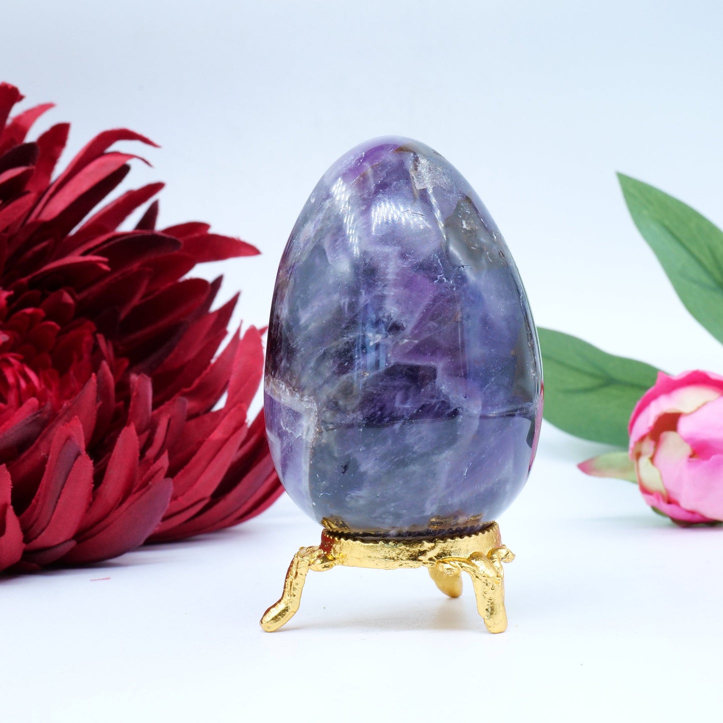 Polished Natual Amethyst Egg 70X55Mm 237G featuring rich purple colour and natural clarity - Positive Faith Hope Love