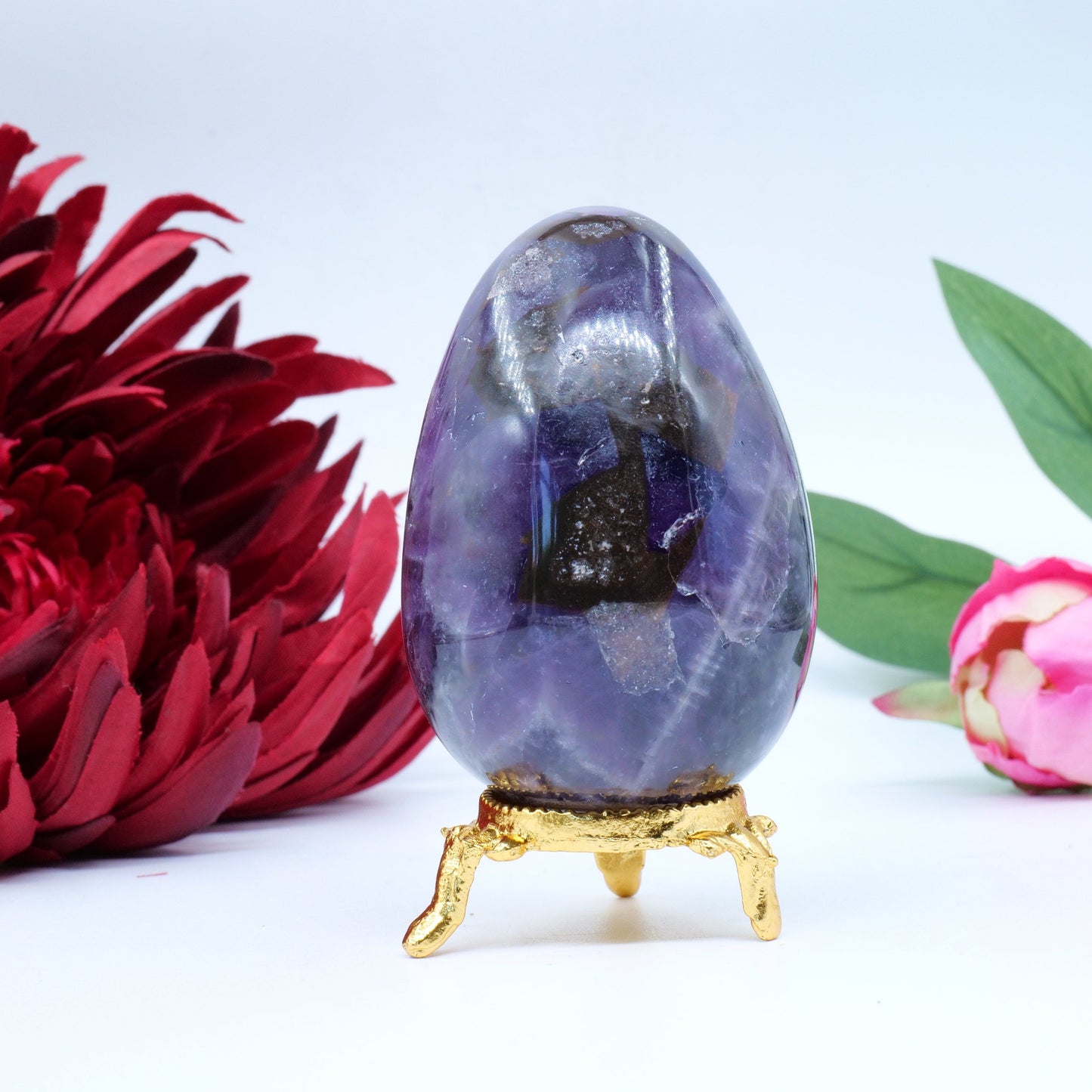 Polished Natual Amethyst Egg 70X55Mm 237G featuring rich purple colour and natural clarity - Positive Faith Hope Love