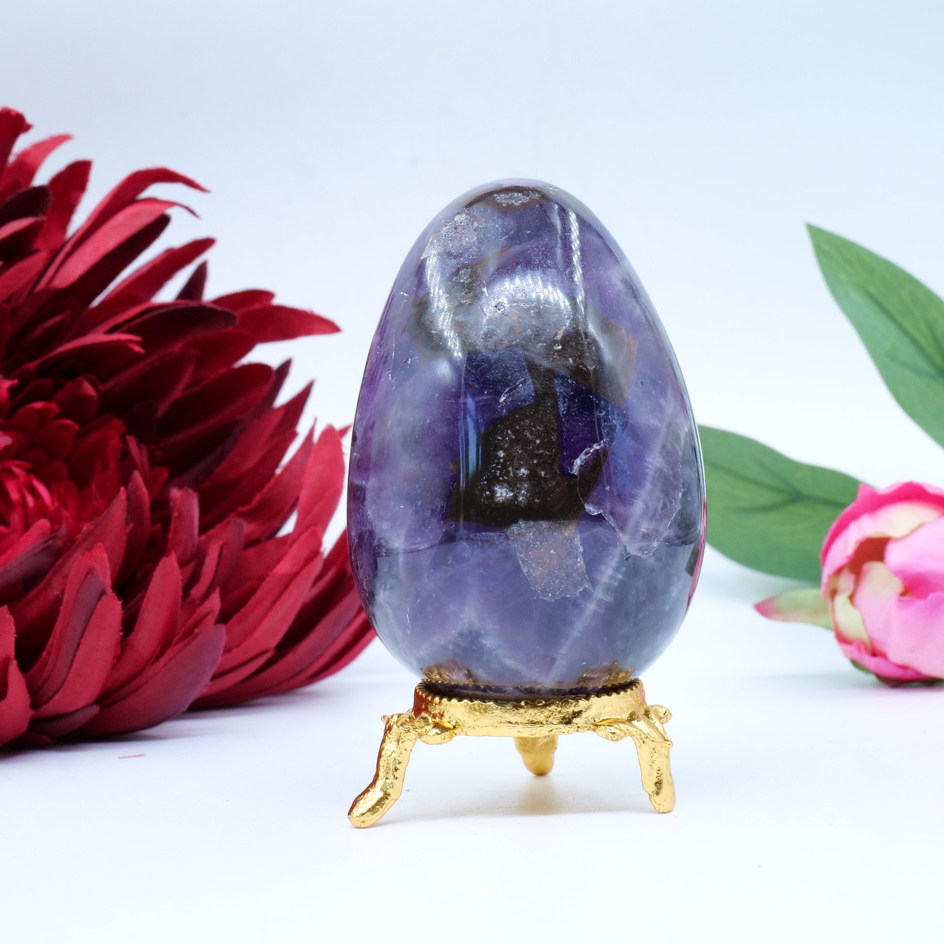 Polished Natual Amethyst Egg 70X55Mm 237G featuring rich purple colour and natural clarity - Positive Faith Hope Love