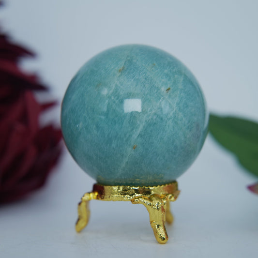 Polished Natural Blue Amazonite 55mm 215g featuring aqua-green tone with silky sheen - Positive Faith Hope Love