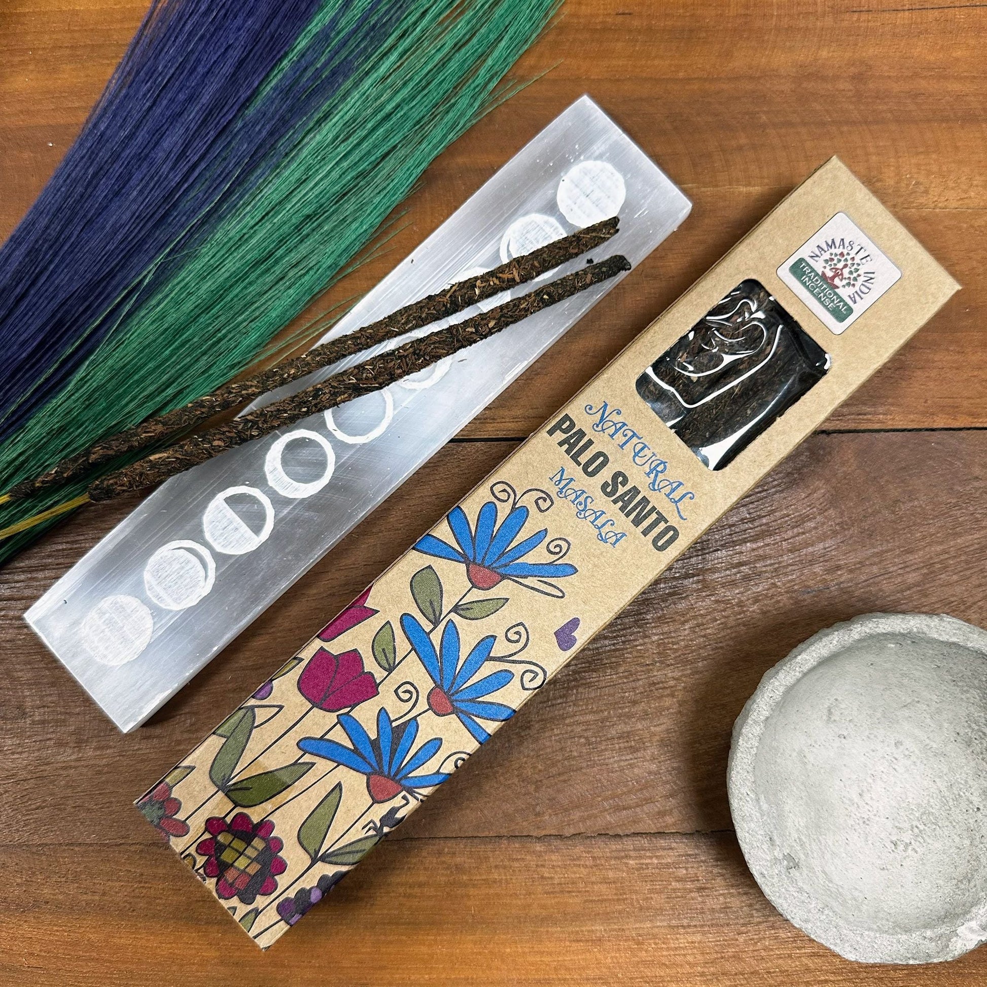 Polished Natural Botanical Masala Botanical Incense Palo Santo featuring natural patterning and unique variations - Positive Faith Hope Love