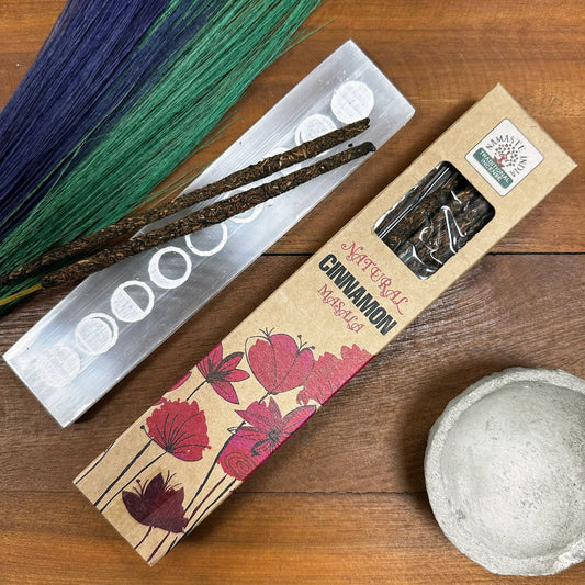 Polished Natural Botanical Masala Incense Cinnamon 1 featuring natural patterning and unique variations - Positive Faith Hope Love