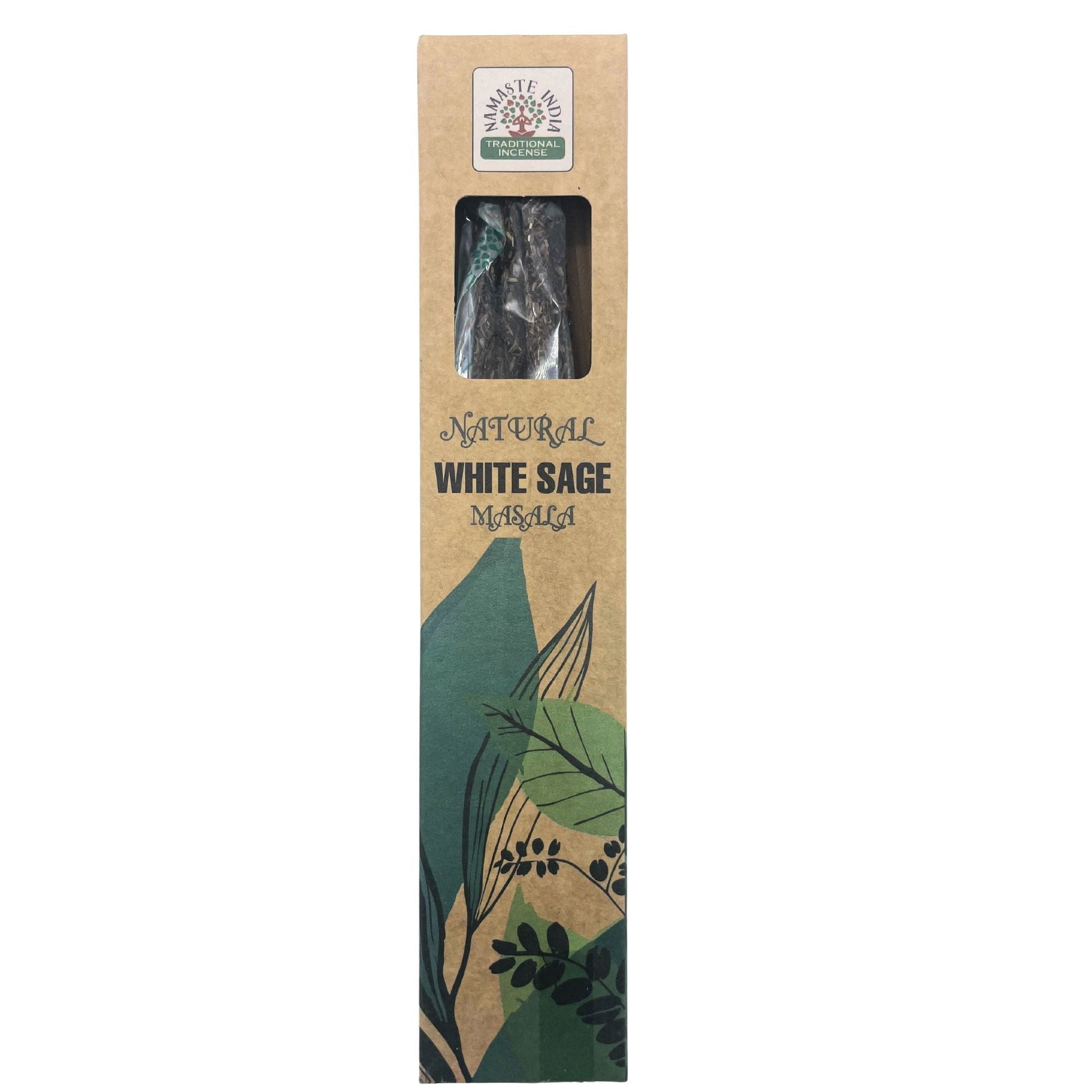 Polished Natural Botanical Masala Incense White Sage 2 featuring natural patterning and unique variations - Positive Faith Hope Love