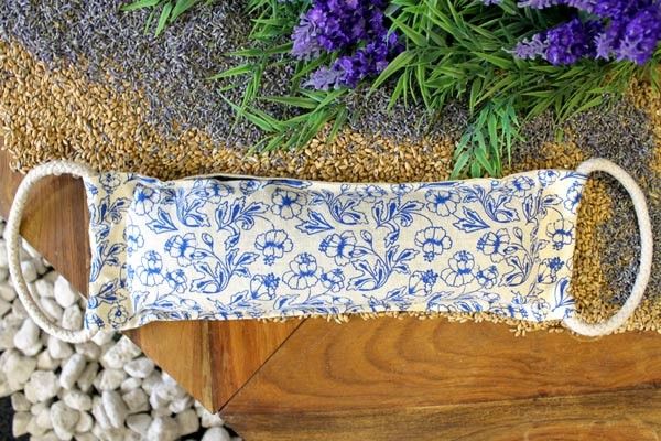 Polished Natural Cotton Wheat Bags - Blue featuring natural patterning and unique variations - Positive Faith Hope Love