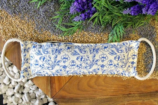 Polished Natural Cotton Wheat Bags - Blue featuring natural patterning and unique variations - Positive Faith Hope Love