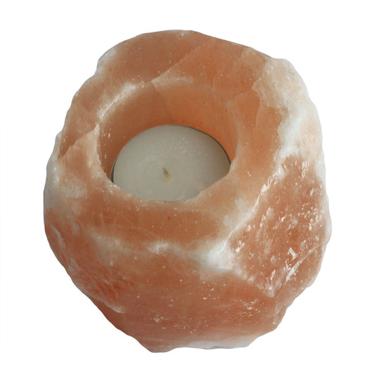 Polished Natural Salt Candle Holder 600 800G featuring natural patterning and unique variations - Positive Faith Hope Love