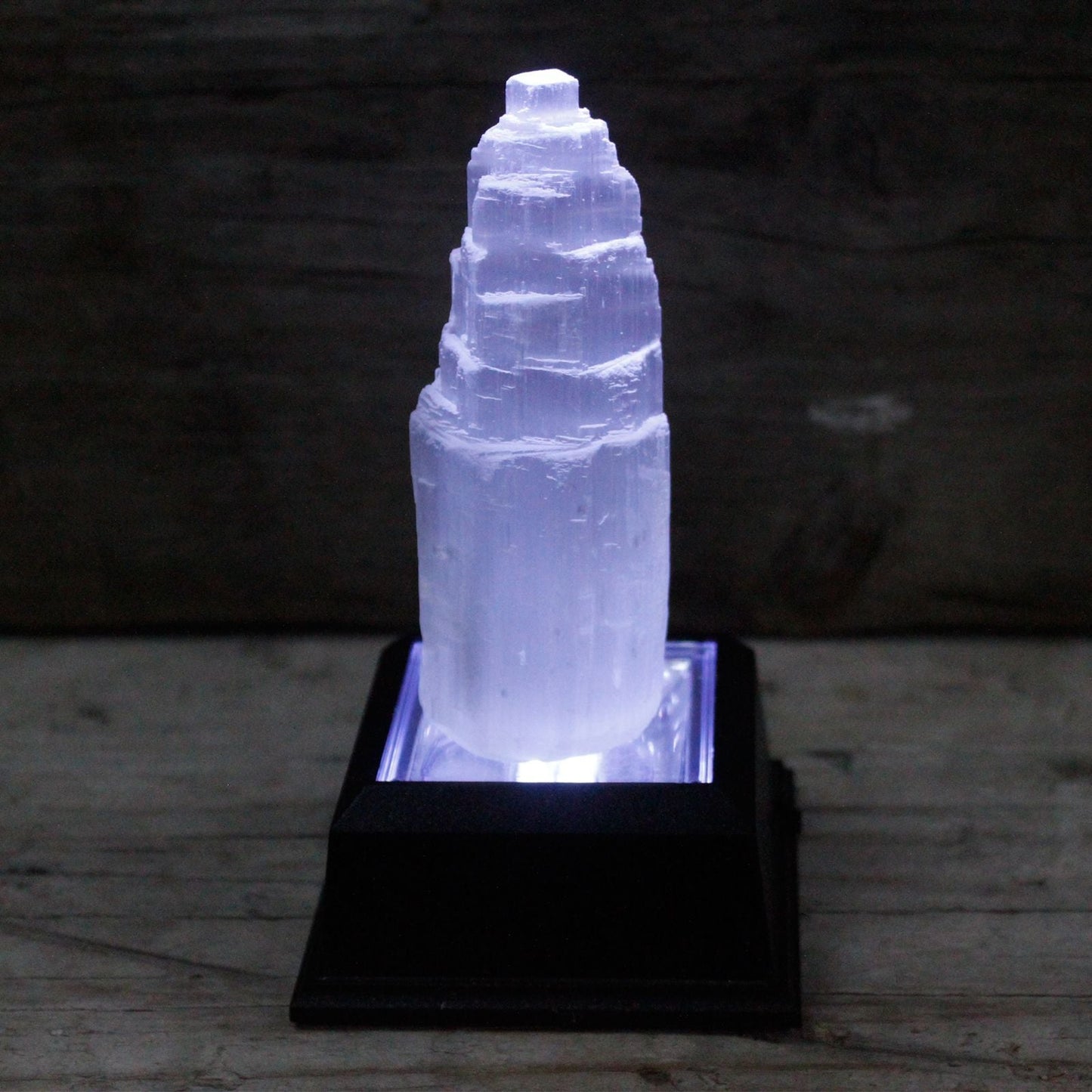 Polished Natural Selenite Tower 10 Cm featuring satin white sheen and fibrous texture - Positive Faith Hope Love