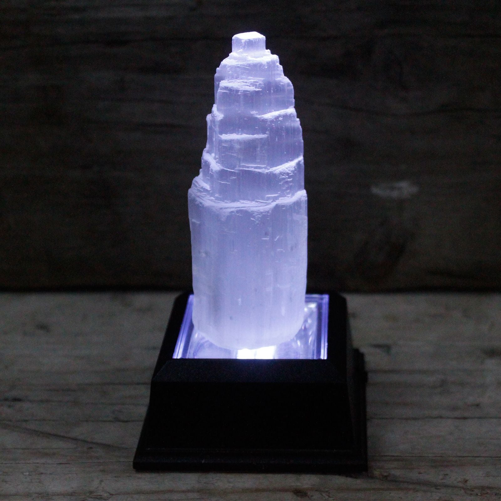 Polished Natural Selenite Tower 10 Cm featuring satin white sheen and fibrous texture - Positive Faith Hope Love