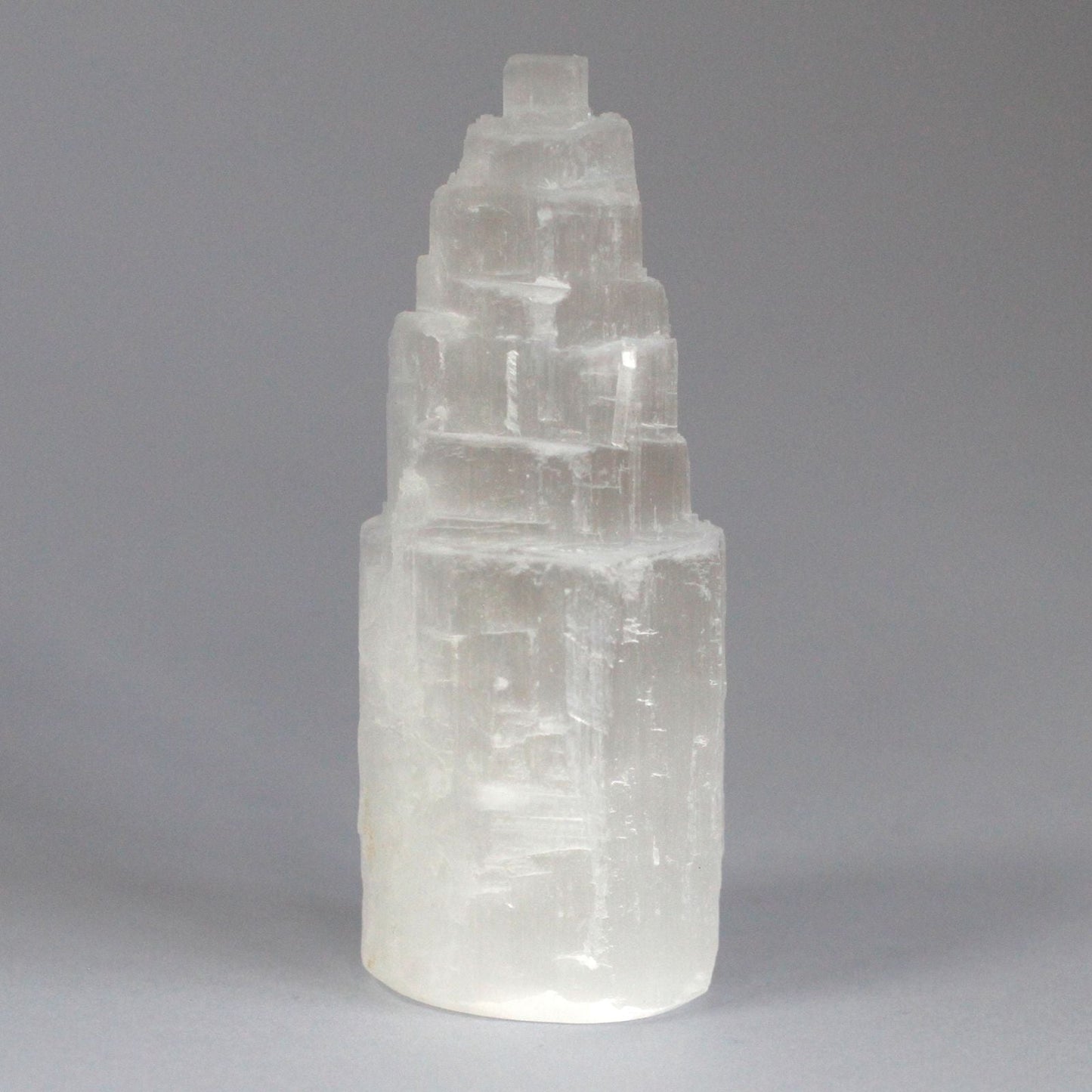 Polished Natural Selenite Tower 10 Cm featuring satin white sheen and fibrous texture - Positive Faith Hope Love