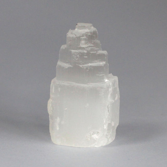 Polished Natural Selenite Tower 5 Cm featuring satin white sheen and fibrous texture - Positive Faith Hope Love