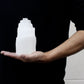 Polished Natural Selenite Tower Lamp 15 Cm featuring satin white sheen and fibrous texture - Positive Faith Hope Love