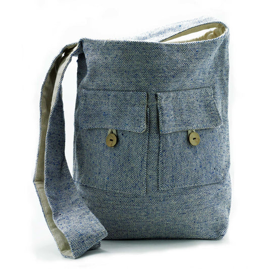 Polished Natural Tones Two Pocket Bags - Comp Denim - Large featuring natural patterning and unique variations - Positive Faith Hope Love