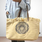 Polished Natural Tote Bag Leather Handle Buddha featuring natural patterning and unique variations - Positive Faith Hope Love