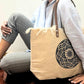 Polished Natural Tote Bag Leather Handle Mandela featuring natural patterning and unique variations - Positive Faith Hope Love