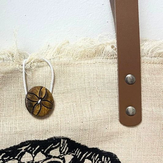 Polished Natural Tote Bag Leather Handle Mandela featuring natural patterning and unique variations - Positive Faith Hope Love