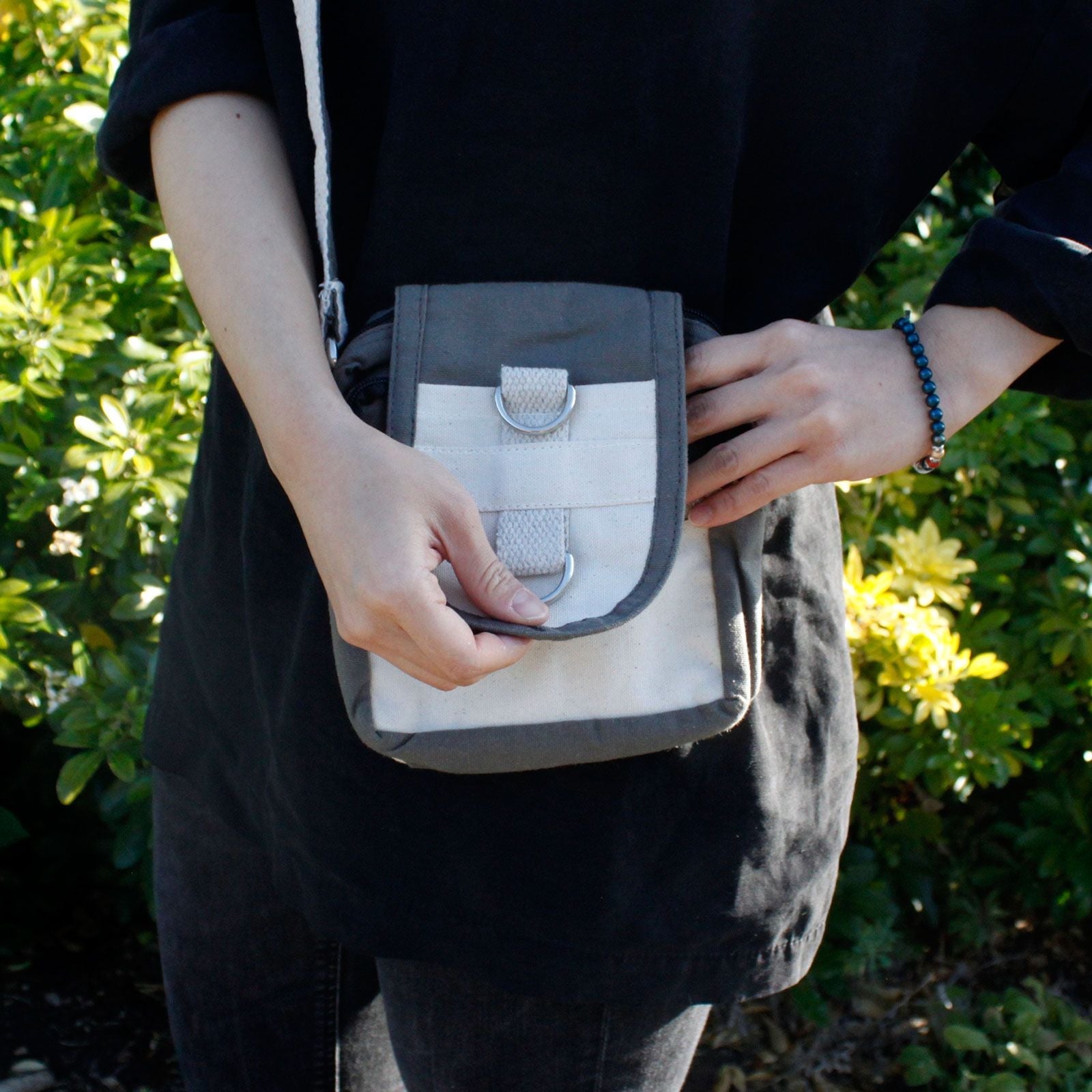 Polished Natural Travel Bag Charcoal featuring natural patterning and unique variations - Positive Faith Hope Love