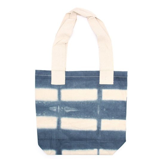 Polished Natural Tye-Dye Cotton Bag (8oz) - 38x42x12cm - Grey Blocks - Natural Handle featuring natural patterning and unique variations - Positive Faith Hope Love
