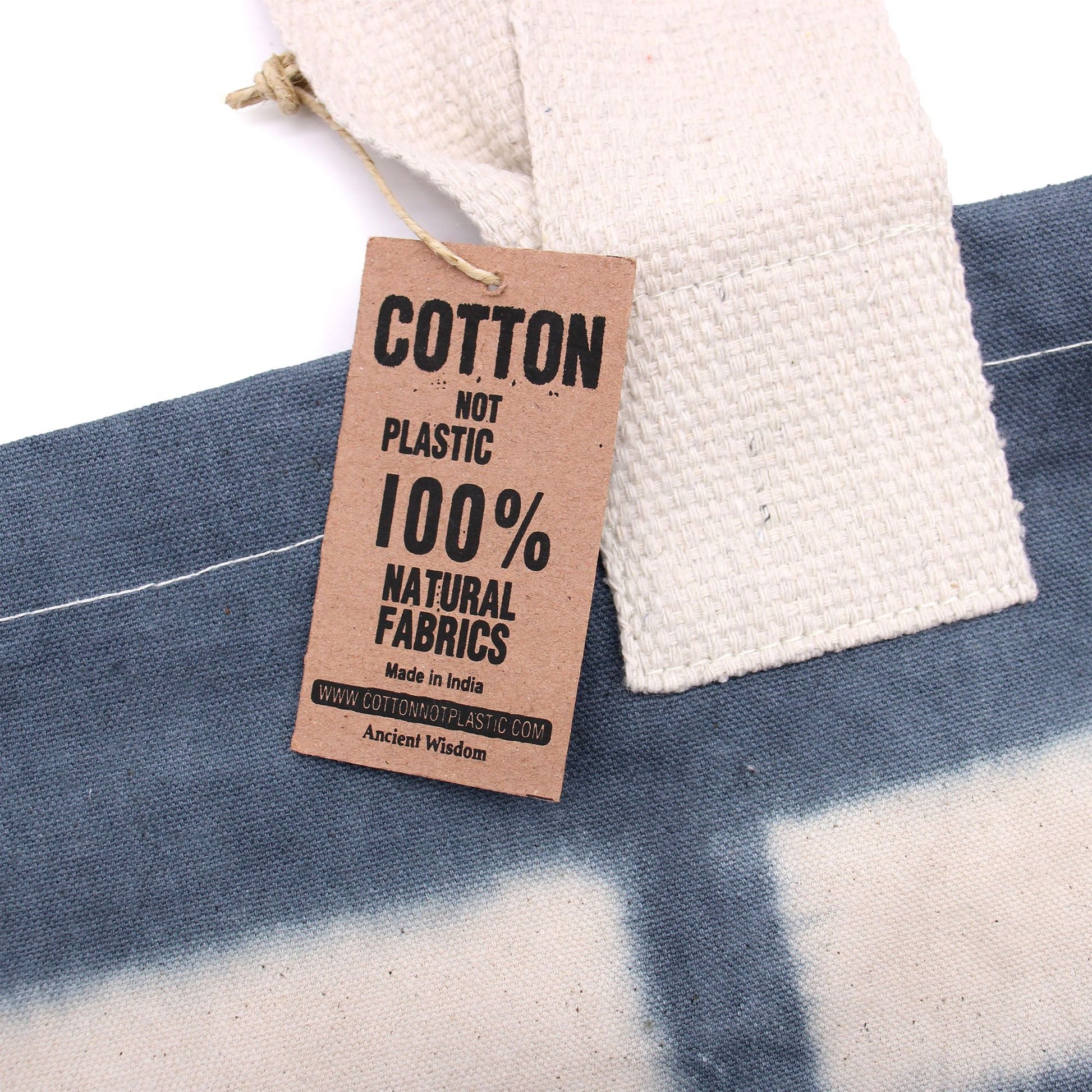 Polished Natural Tye Dye Cotton Bag 8Oz 38X42X12Cm Grey Blocks Natural Handle featuring natural patterning and unique variations - Positive Faith Hope Love